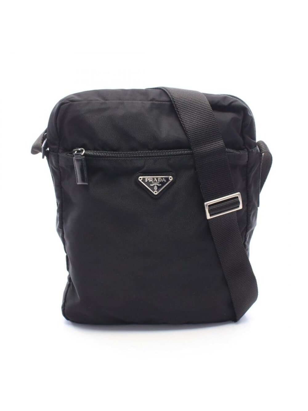 Prada Shoulder Bag Triangle Logo Black Nylon Leather